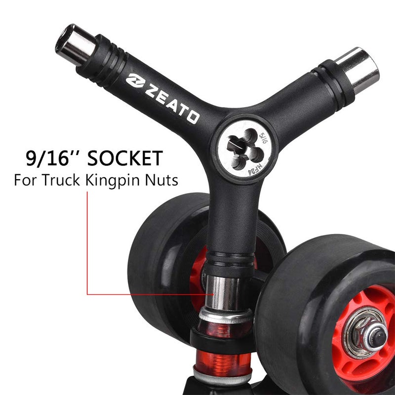 Zeato All-In-One Skate Tools Multi-function Portable Skateboard Y Tool Accessory with Y-type Allen Key and L-type Phillips Head Wrench Screwdriver - Image 3